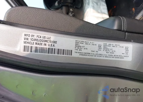 2021 Dodge Durango Gt Plus Awd from USA, damaged, VIN 1C4RDJDG5MC751382